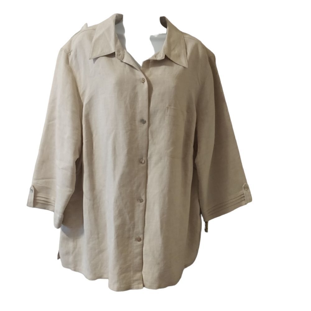 Crazy Horse Liz Claiborne Woman linen blend blouse top shirt size 2